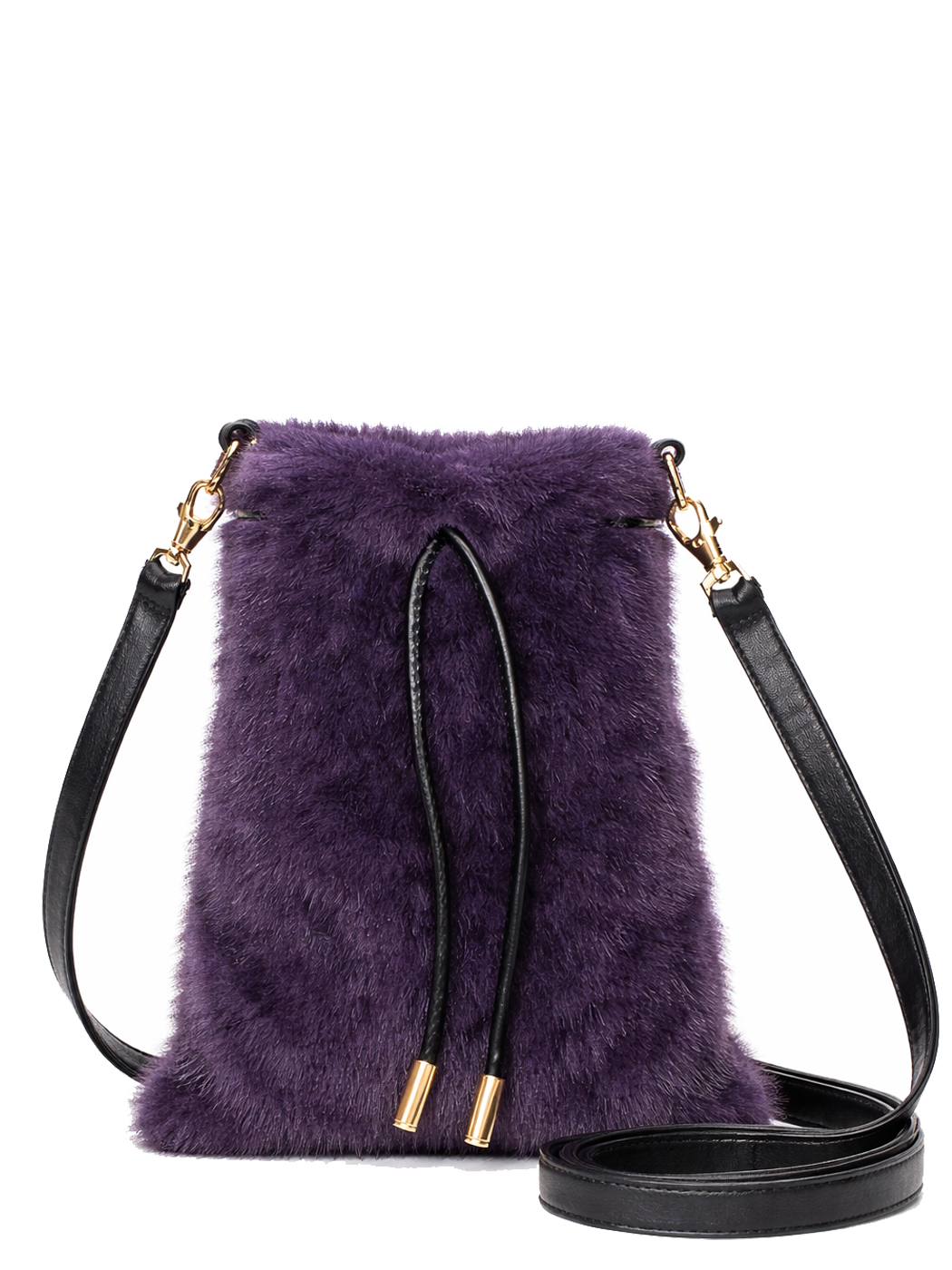 BORSA A SACCO FAUX FUR MINK EFFECT,100%PL,MADE IN PRC - PURPLE